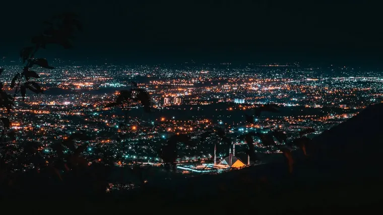 Islamabad at night with Faisal Mosque — Avaib software house in Islamabad