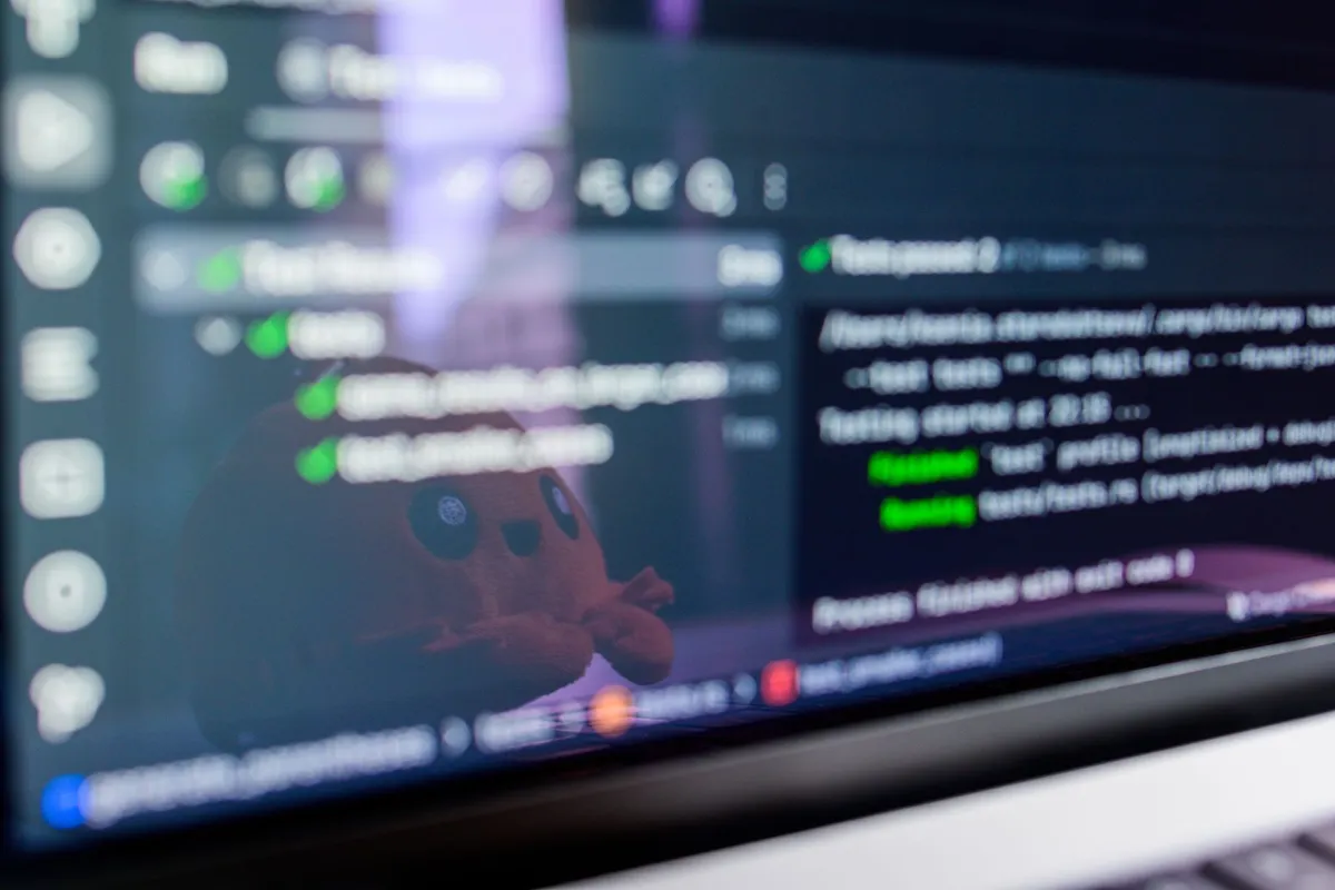 Cloud-native application code reflected on a screen
