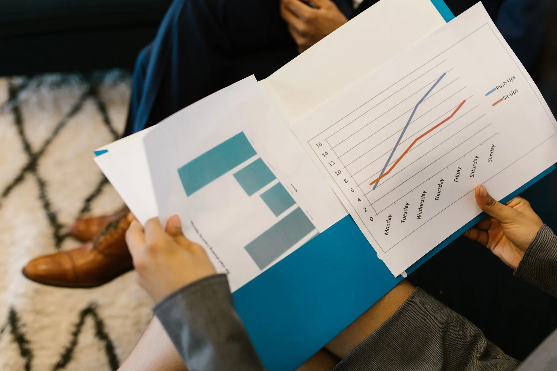 A business team reviewing a software reporting and roadmap presentation in a meeting — Avaib