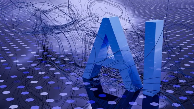 Glowing “AI” on a circuit board, representing AI integration