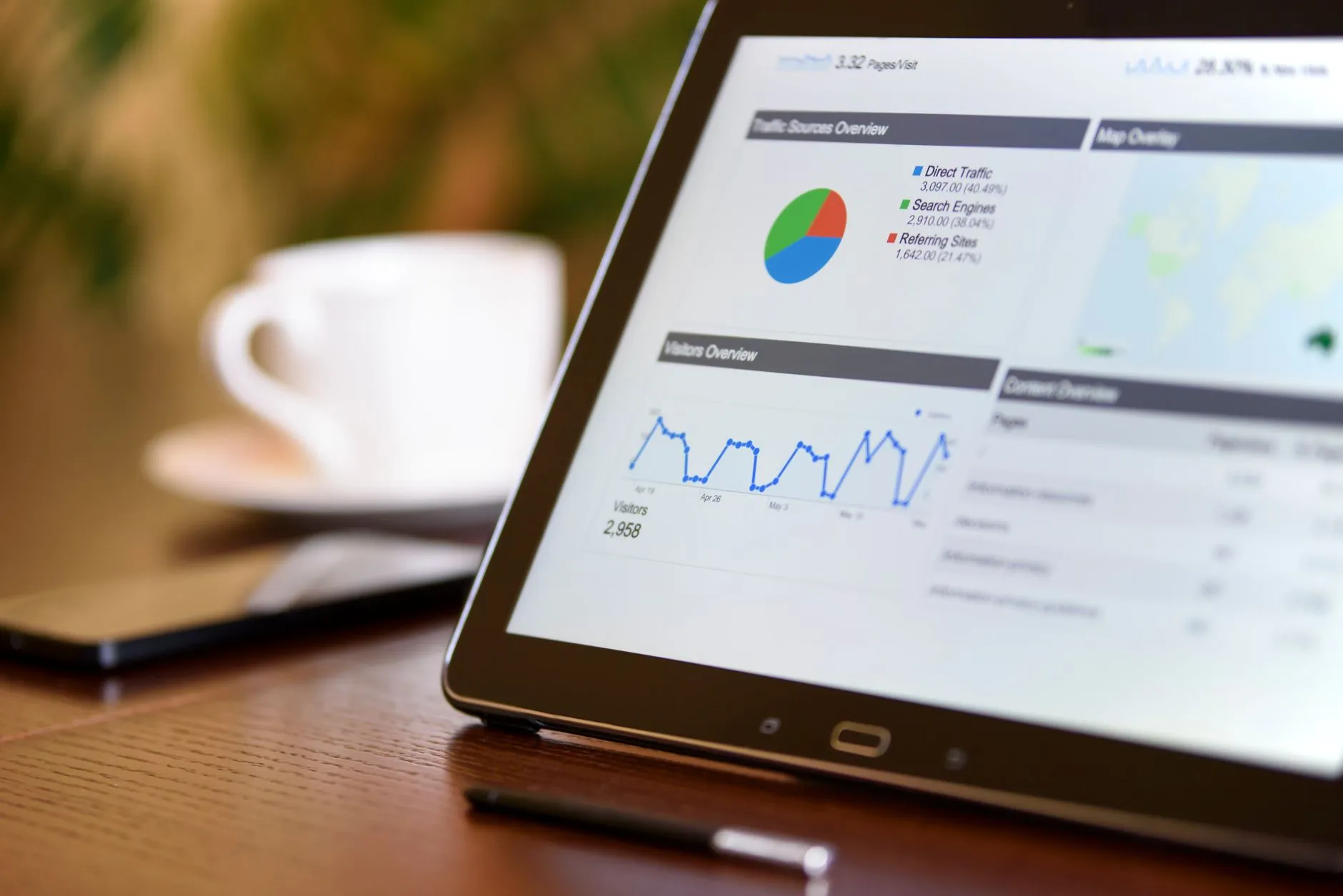 A business analyst reviewing a data-rich dashboard and admin panel on a screen — Avaib